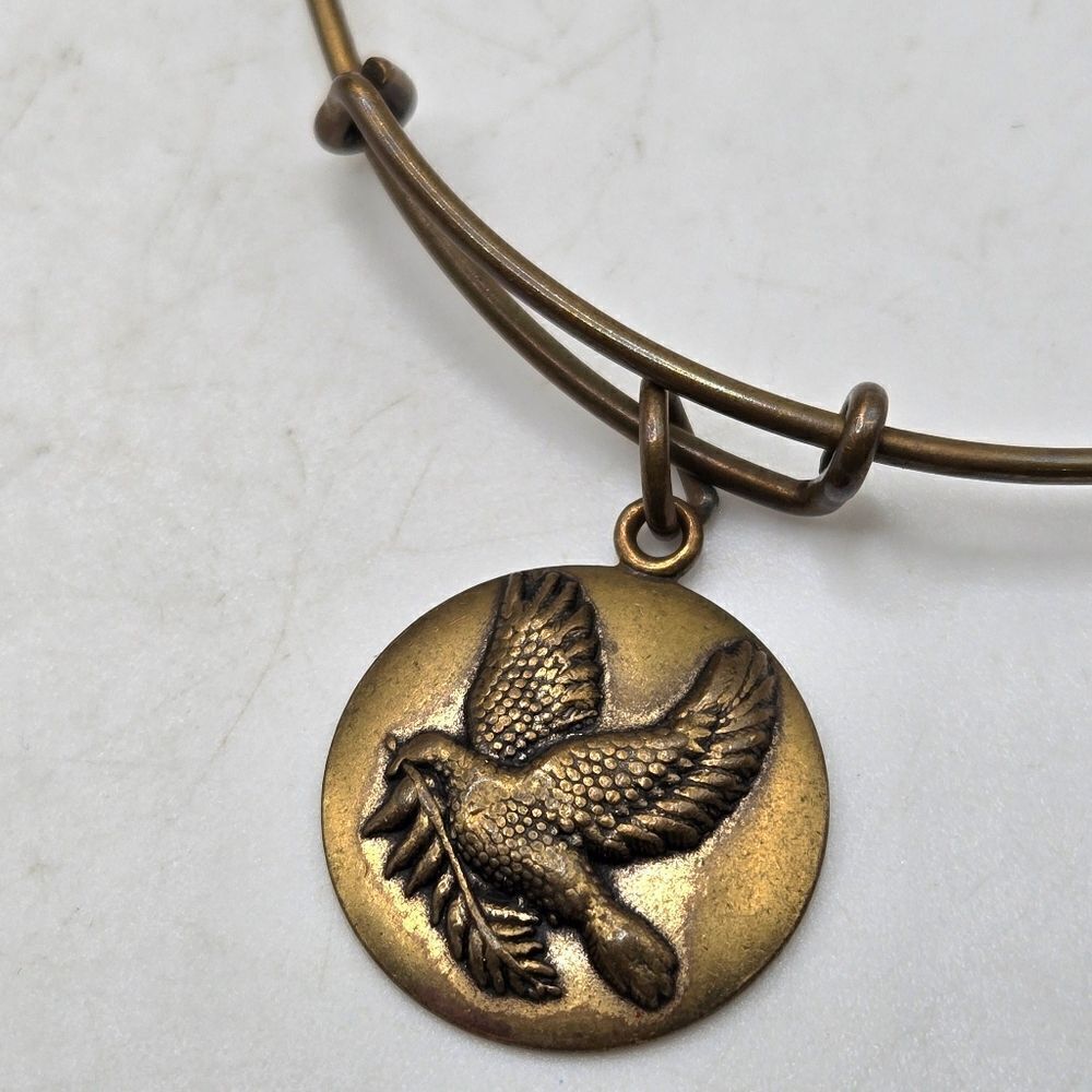 "5/$40" Brass Alex And Ani Sacred Dove Charm Bangle Bracelet